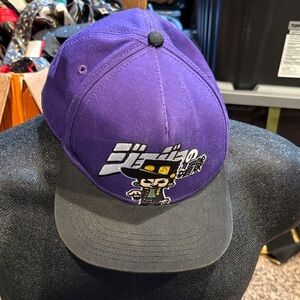 Jojo's Bizarre Adventure Purple & Gray Anime Baseball Cap with Character Logo